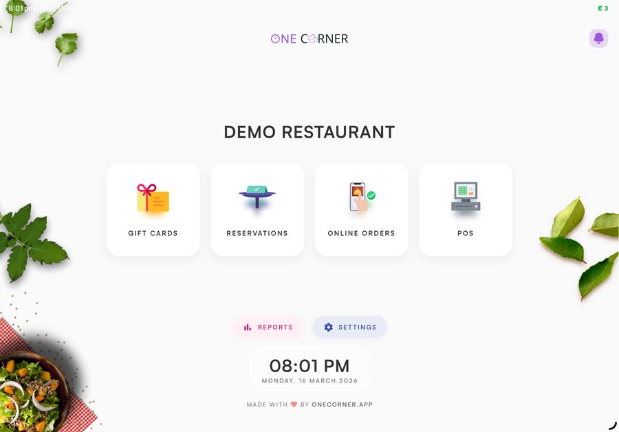 One Corner POS dashboard on an iPad